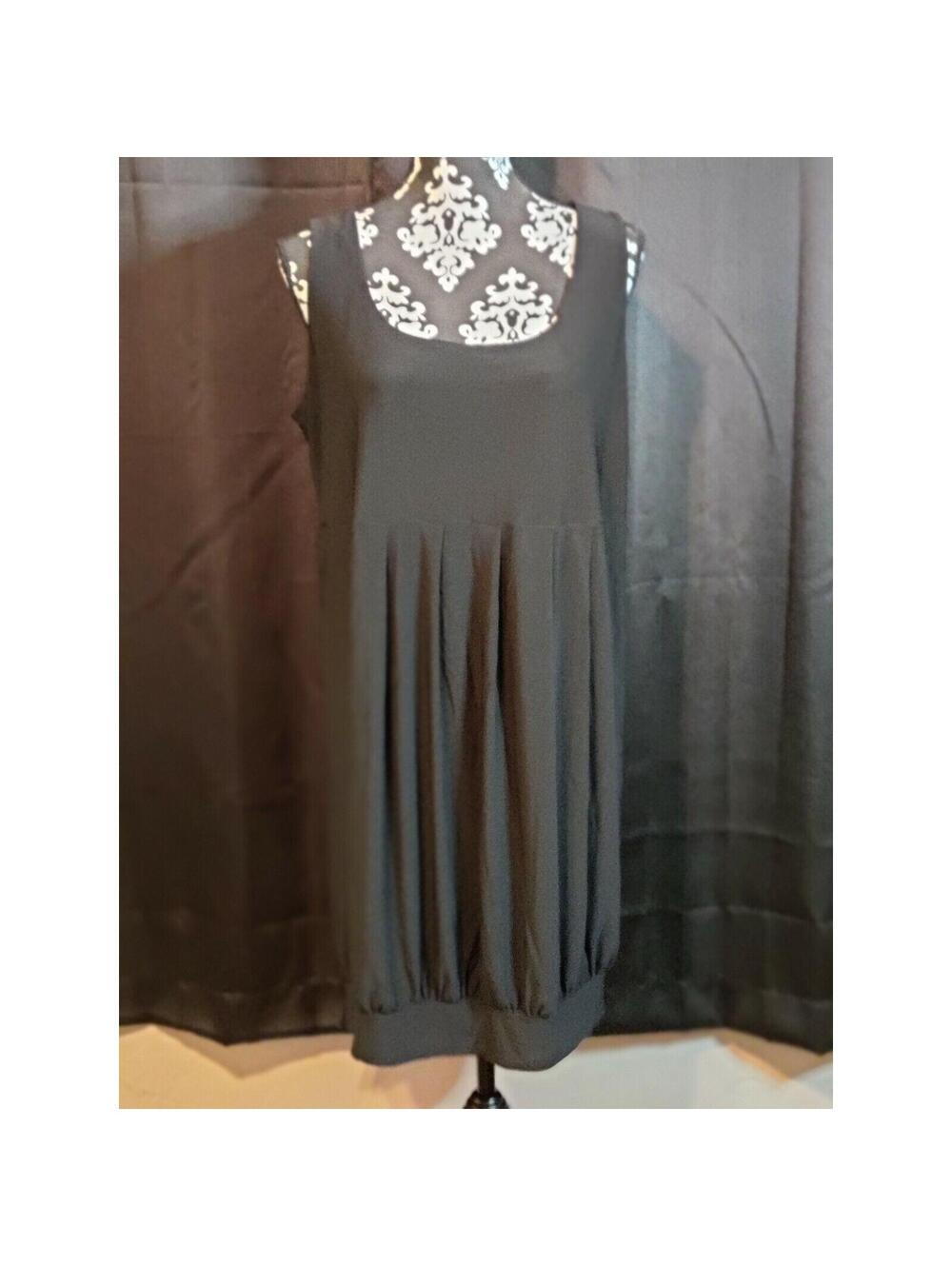 Helene Blake Black Sleeveless Pleated Bubble Hem Dress XL Made in USA
